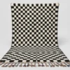 Tapis Beni Mrirt Damier Noir Blanc avec franges multicolores